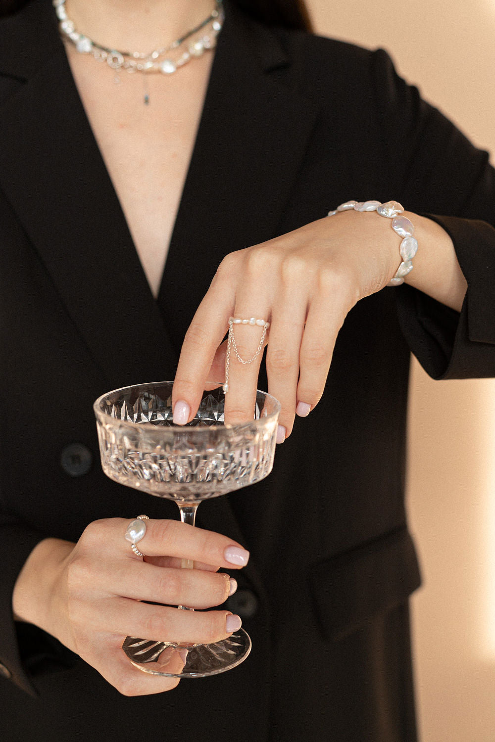 Chain Pearl Ring