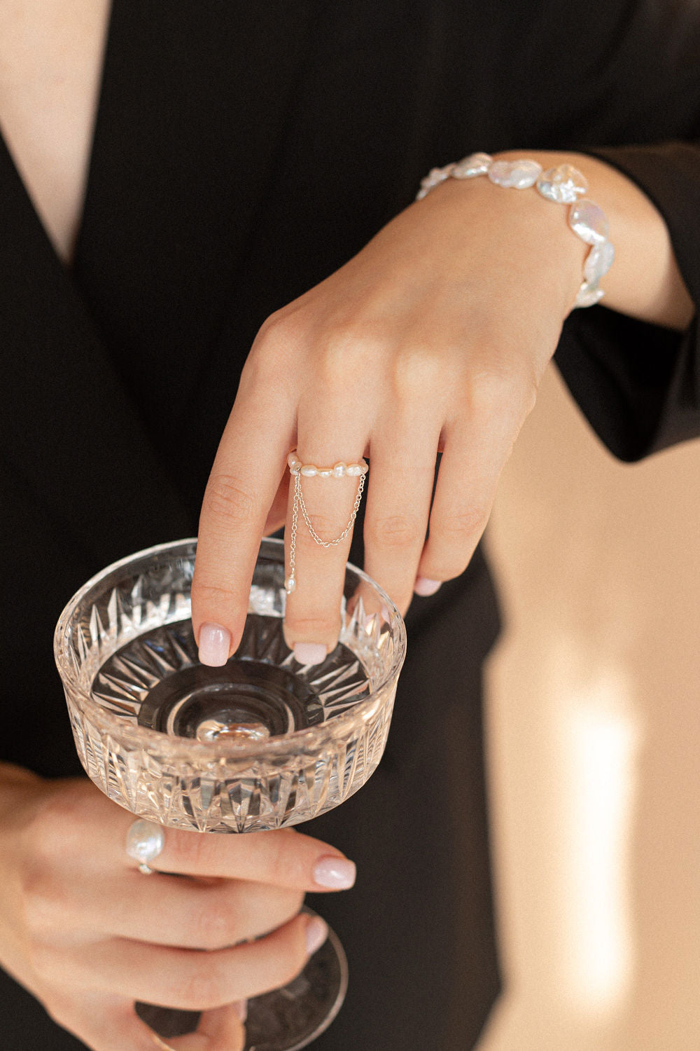 Chain Pearl Ring