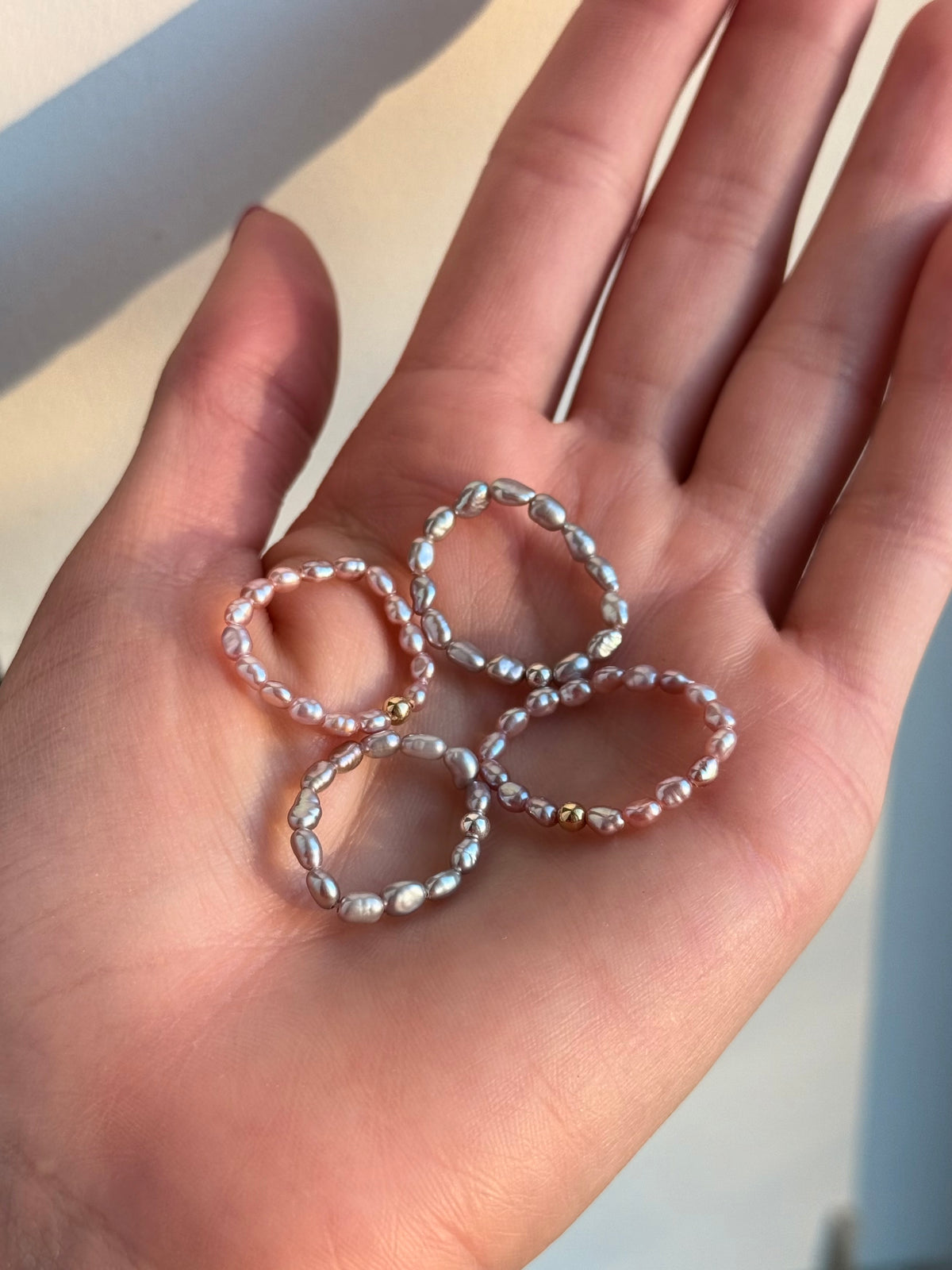 PINK AND GRAY PEARL RINGS